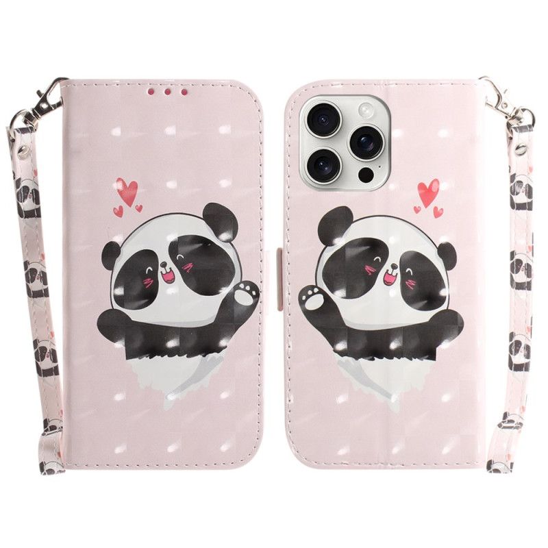 Flip Cover iPhone 16 Pro Panda Love Med Rem