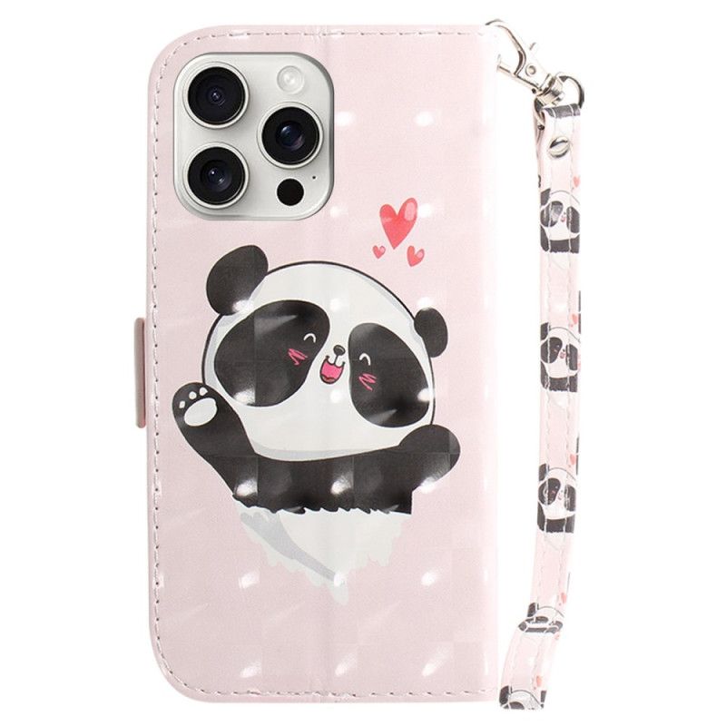 Flip Cover iPhone 16 Pro Panda Love Med Rem