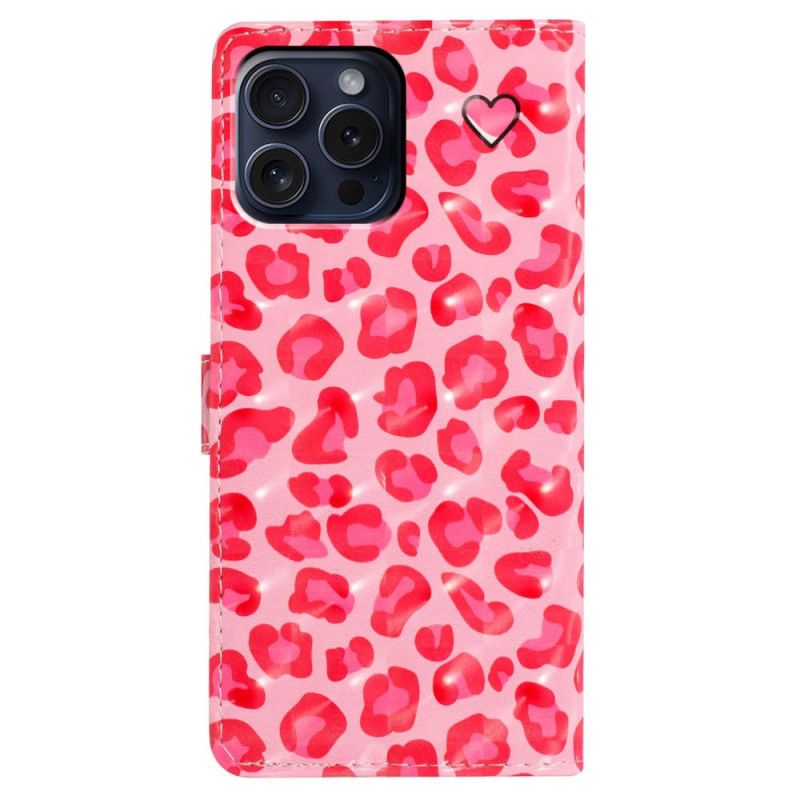 Flip Cover Til iPhone 16 Pro Pink Leopardrem