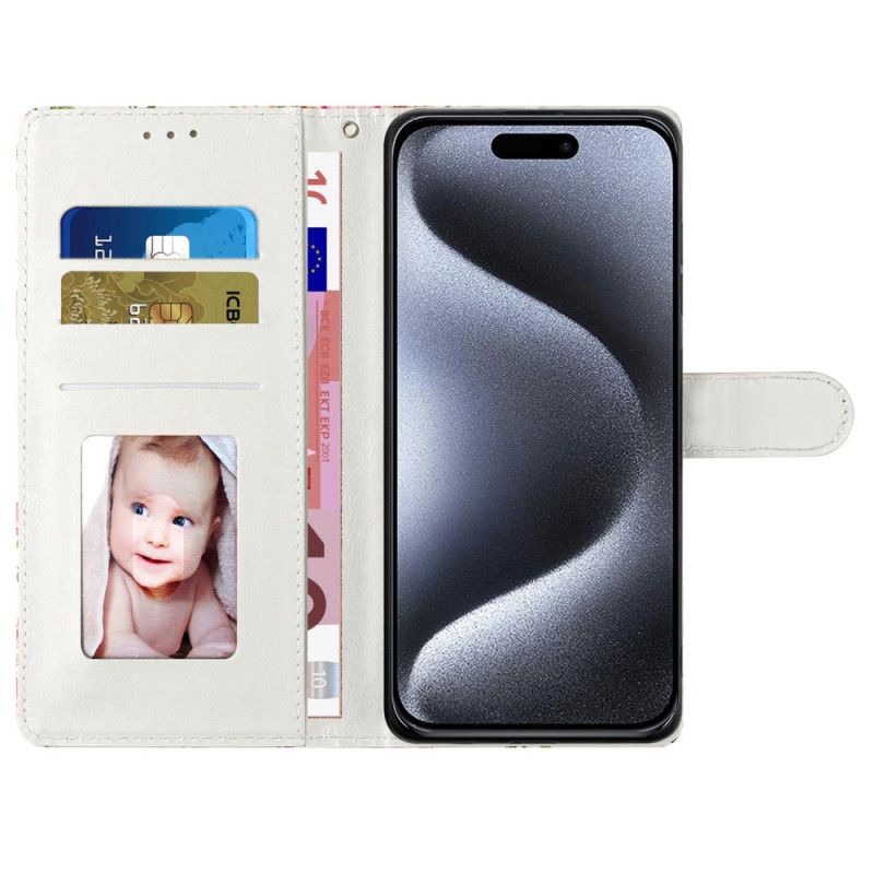 Flip Cover Til iPhone 16 Pro Striber Og Hjerterem