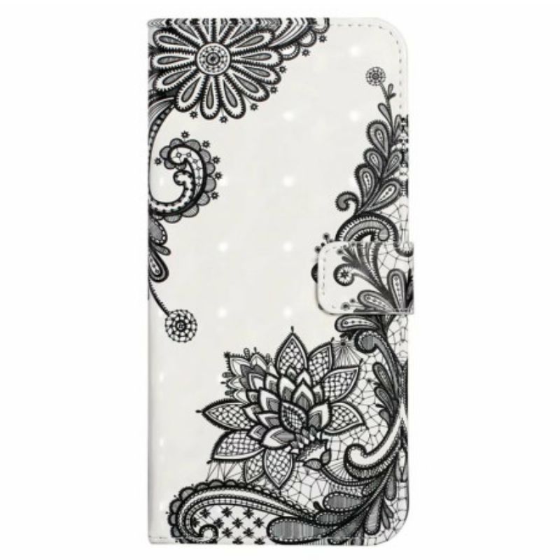 Læder Cover iPhone 16 Pro Telefon Etui Blondeblomst