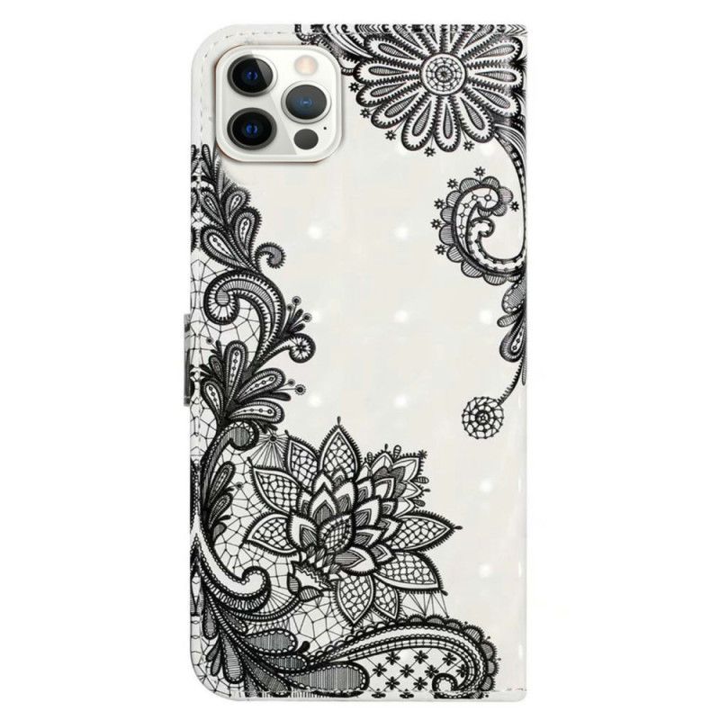 Læder Cover iPhone 16 Pro Telefon Etui Blondeblomst