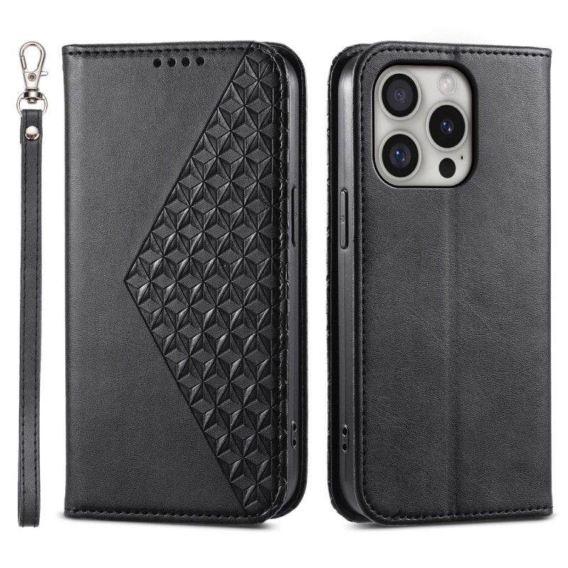 Læder Cover iPhone 16 Pro Telefon Etui Diamanter