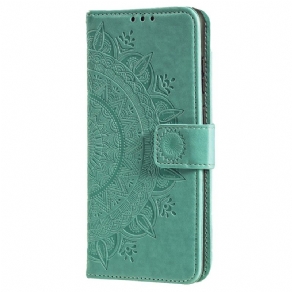 Læder Cover iPhone 16 Pro Telefon Etui Mandala Sol Med Rem