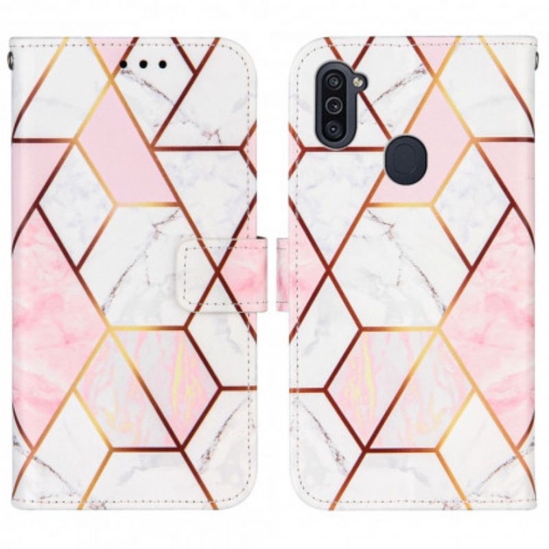 Flip Cover Samsung Galaxy M11 Geometrisk Marmor