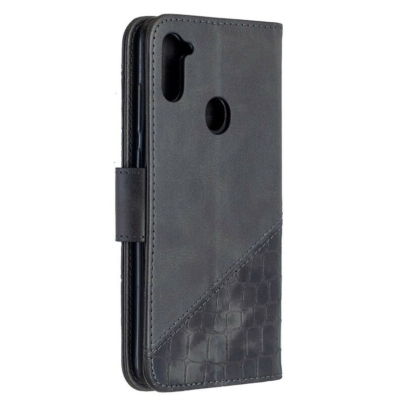 Flip Cover Samsung Galaxy M11 Klassisk Krokodilleskindseffekt