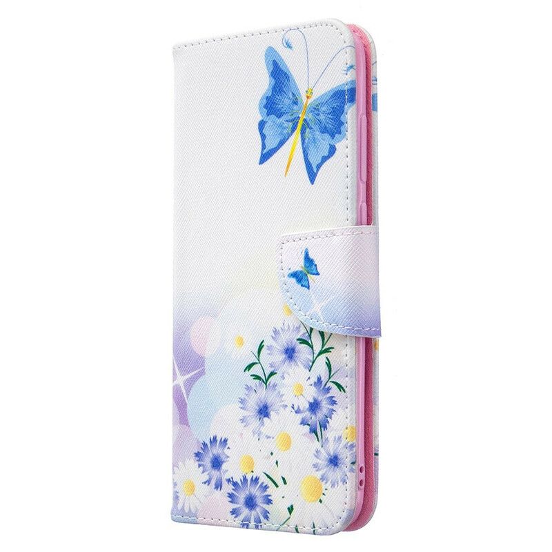 Flip Cover Samsung Galaxy M11 Malede Sommerfugle Og Blomster