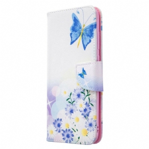 Flip Cover Samsung Galaxy M11 Malede Sommerfugle Og Blomster