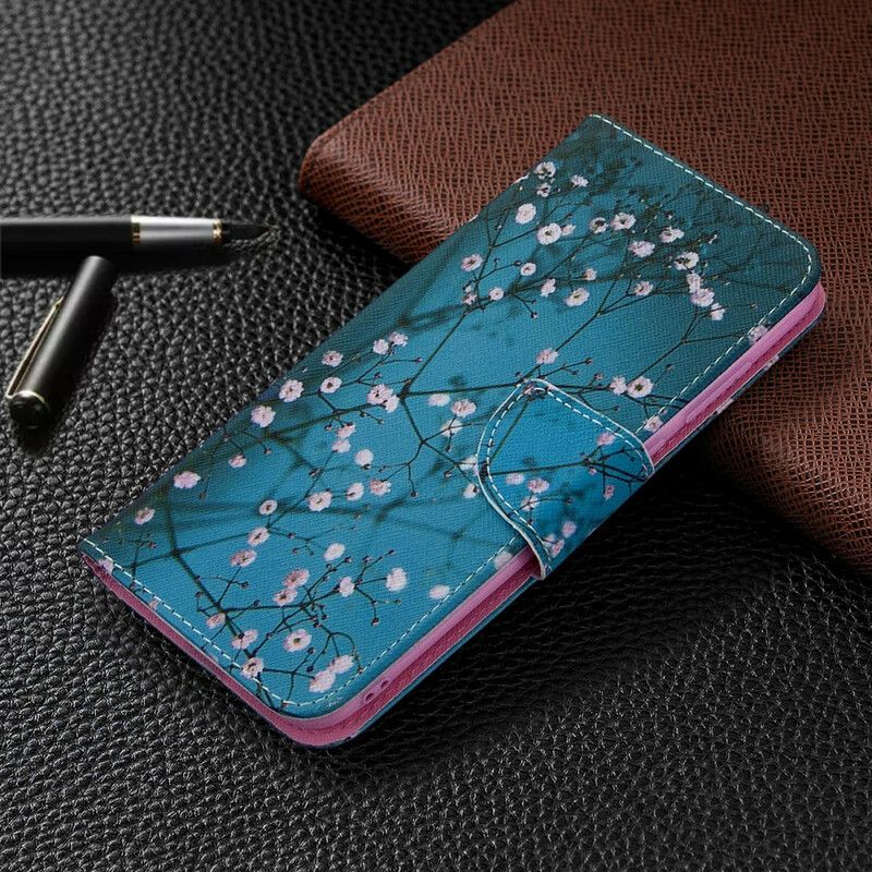 Læder Cover Samsung Galaxy M11 Blomstrende Træ