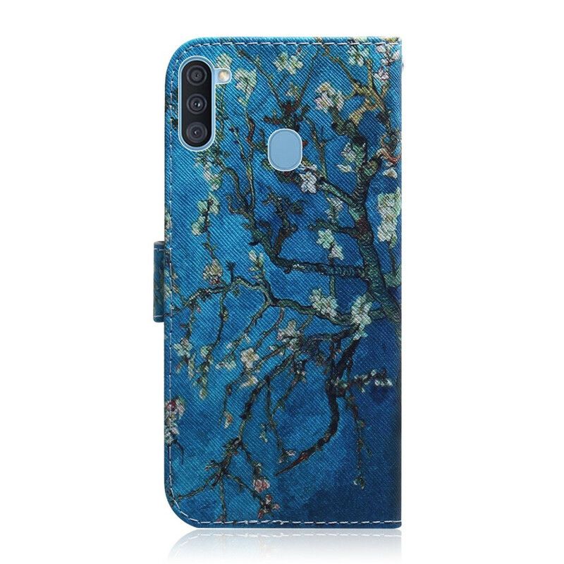 Læder Cover Samsung Galaxy M11 Blomstrende Trægren