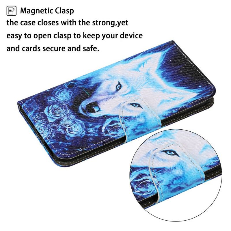 Læder Cover Samsung Galaxy M11 Hvid Ulv