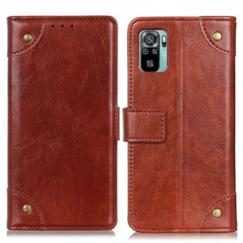 Flip Cover Poco M5s Style Nappa Læder Vintage Nitter