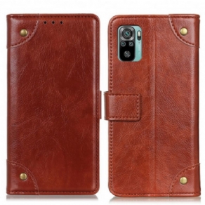 Flip Cover Poco M5s Style Nappa Læder Vintage Nitter