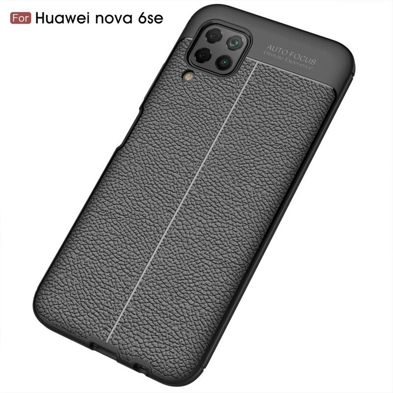 Cover Huawei P40 Lite Dobbelt Linje Litchi Lædereffekt