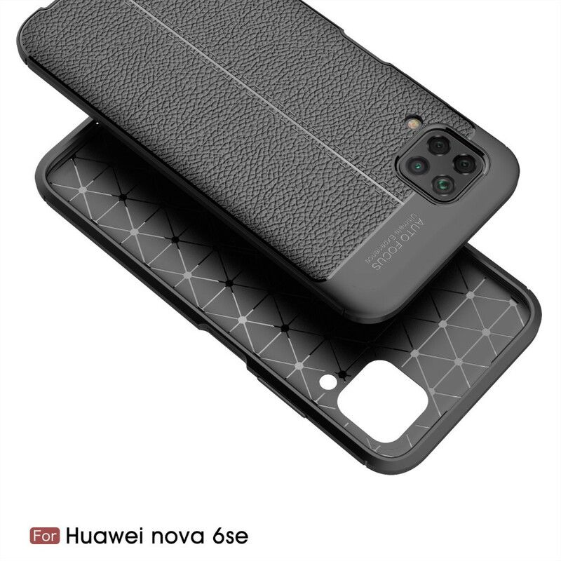 Cover Huawei P40 Lite Dobbelt Linje Litchi Lædereffekt