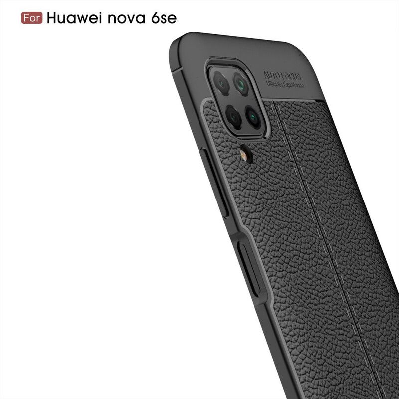 Cover Huawei P40 Lite Dobbelt Linje Litchi Lædereffekt