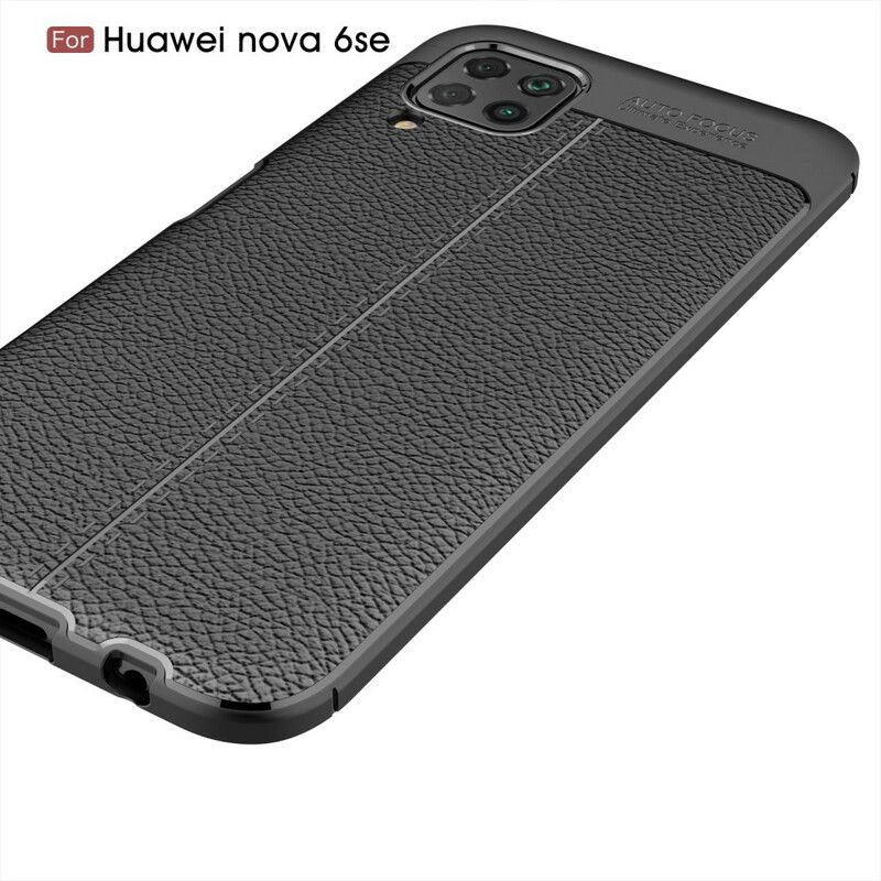 Cover Huawei P40 Lite Dobbelt Linje Litchi Lædereffekt