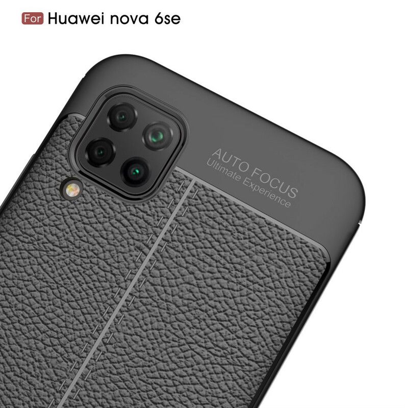 Cover Huawei P40 Lite Dobbelt Linje Litchi Lædereffekt