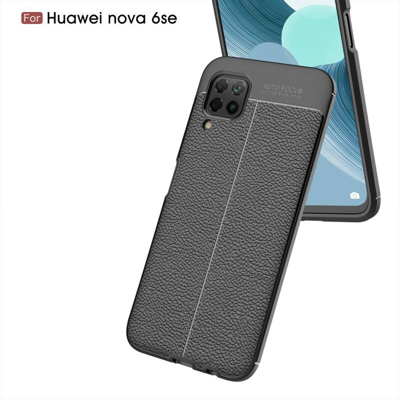 Cover Huawei P40 Lite Dobbelt Linje Litchi Lædereffekt