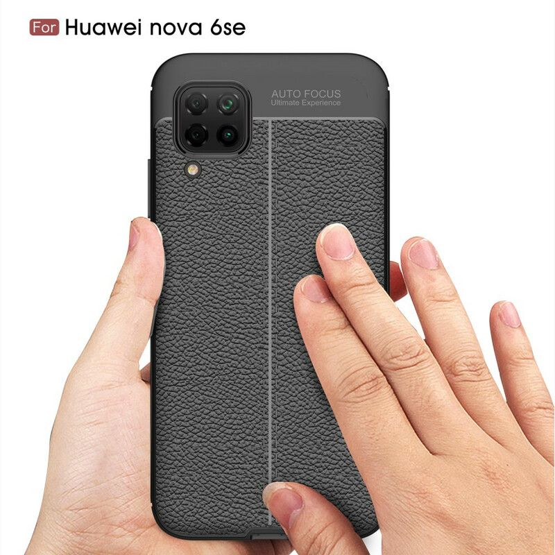 Cover Huawei P40 Lite Dobbelt Linje Litchi Lædereffekt