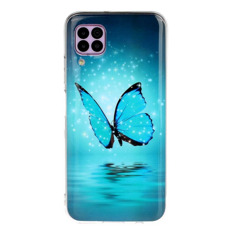 Cover Huawei P40 Lite Fluorescerende Blå Sommerfugl