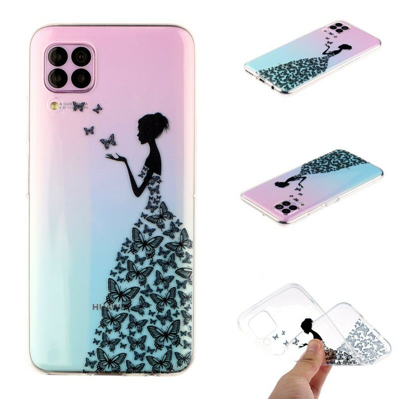 Cover Huawei P40 Lite Transparent Sommerfuglekjole