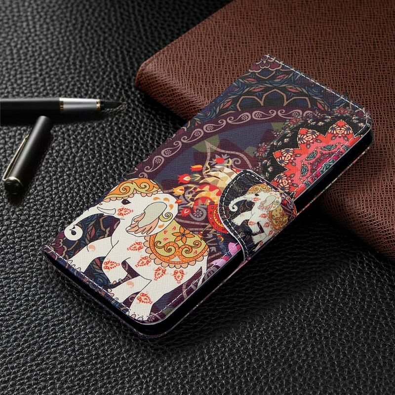 Flip Cover Huawei P40 Lite Etnisk Elefantmandala