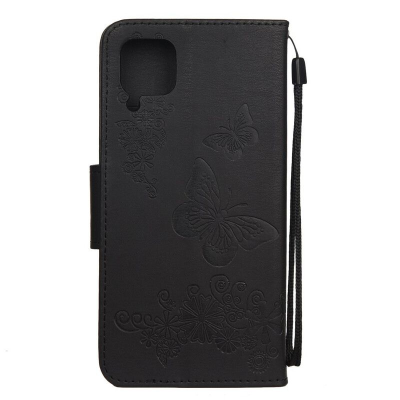 Flip Cover Huawei P40 Lite Kun Sommerfugle Med Snor