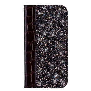 Cover Samsung Galaxy A30 / A20 Flip Cover Krokodillehud Og Glittereffekt