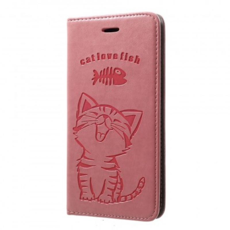 Flip Cover Samsung Galaxy A30 / A20 Katten Kat Elsker Fisk