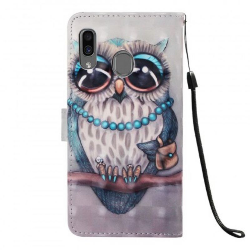 Flip Cover Samsung Galaxy A30 / A20 Med Snor Frøken Strappy Owl