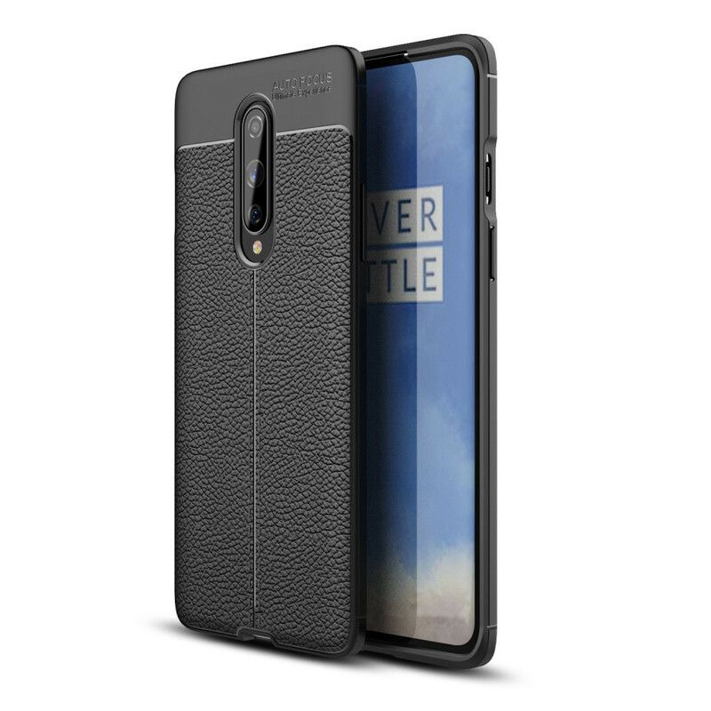 Cover OnePlus 8 Dobbelt Linje Litchi Lædereffekt