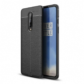 Cover OnePlus 8 Dobbelt Linje Litchi Lædereffekt