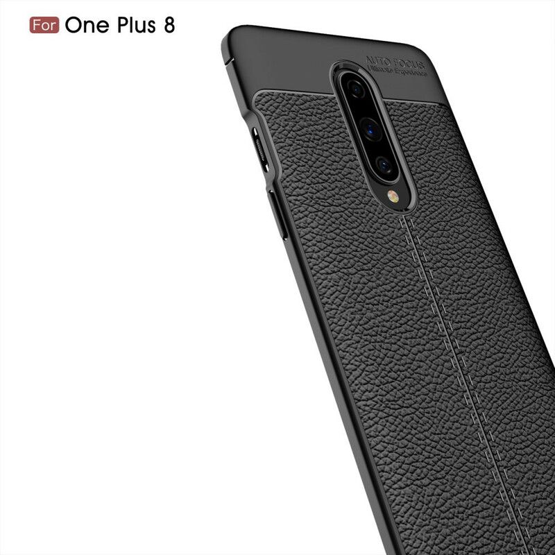 Cover OnePlus 8 Dobbelt Linje Litchi Lædereffekt