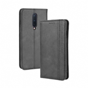 Cover OnePlus 8 Flip Cover Vintage Stiliseret Lædereffekt