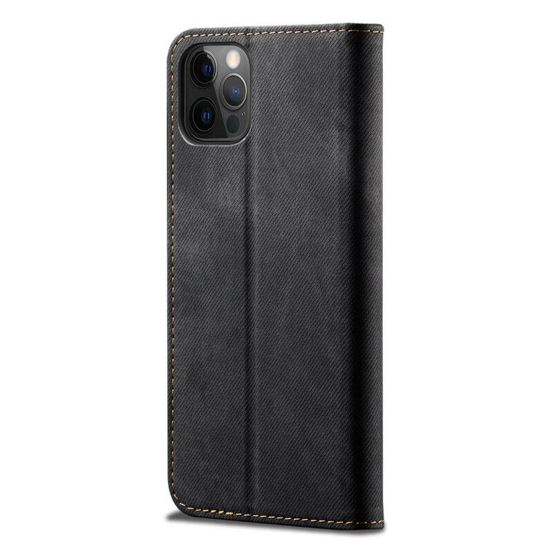 Cover iPhone 13 Pro Flip Cover Imiteret Læder Jeans Tekstur