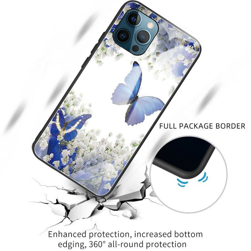 Cover iPhone 13 Pro Sommerfugledesign Af Hærdet Glas