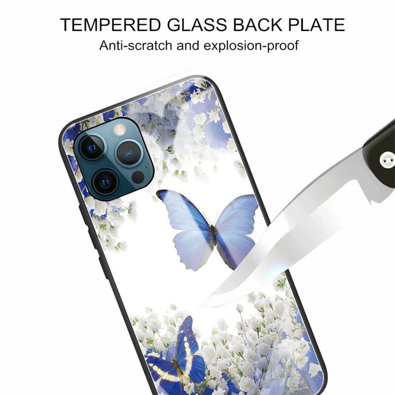 Cover iPhone 13 Pro Sommerfugledesign Af Hærdet Glas