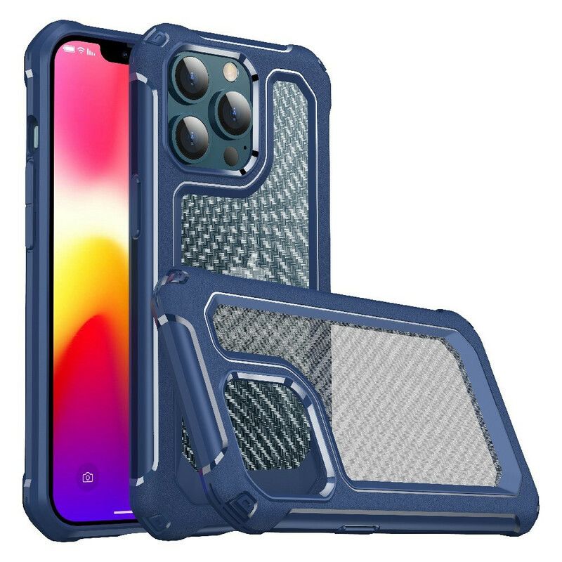 Cover iPhone 13 Pro Transparent Carbon Fiber Texture