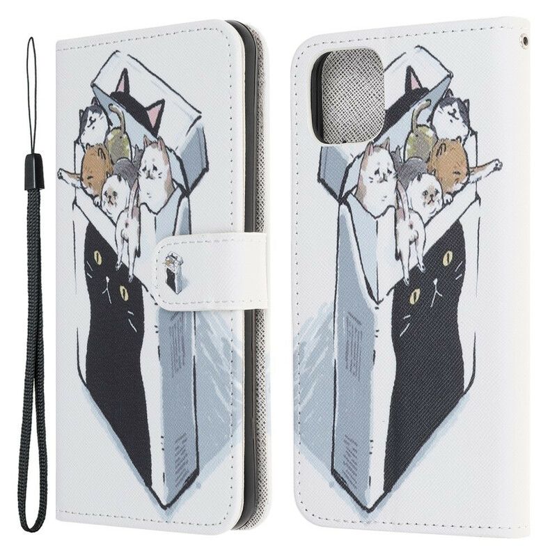 Flip Cover iPhone 13 Pro Med Snor Thong Cat Levering