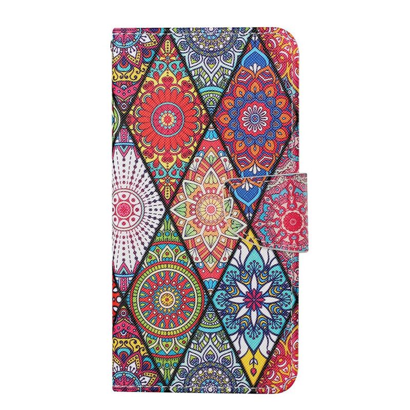 Flip Cover iPhone 13 Pro Patchwork Med Snor