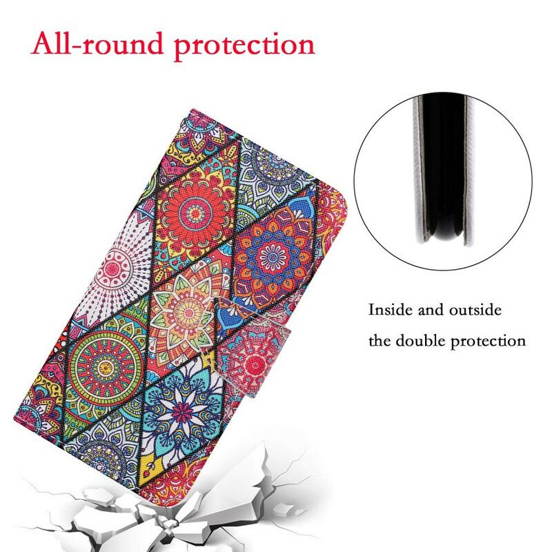 Flip Cover iPhone 13 Pro Patchwork Med Snor