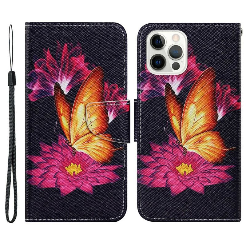 Flip Cover iPhone 13 Pro Sommerfugl Og Lotus