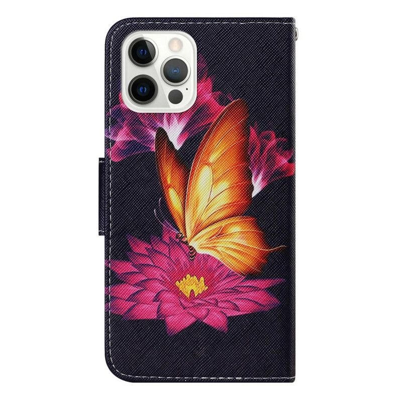 Flip Cover iPhone 13 Pro Sommerfugl Og Lotus