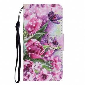 Flip Cover iPhone 13 Pro Sommerfugle Og Tulipaner