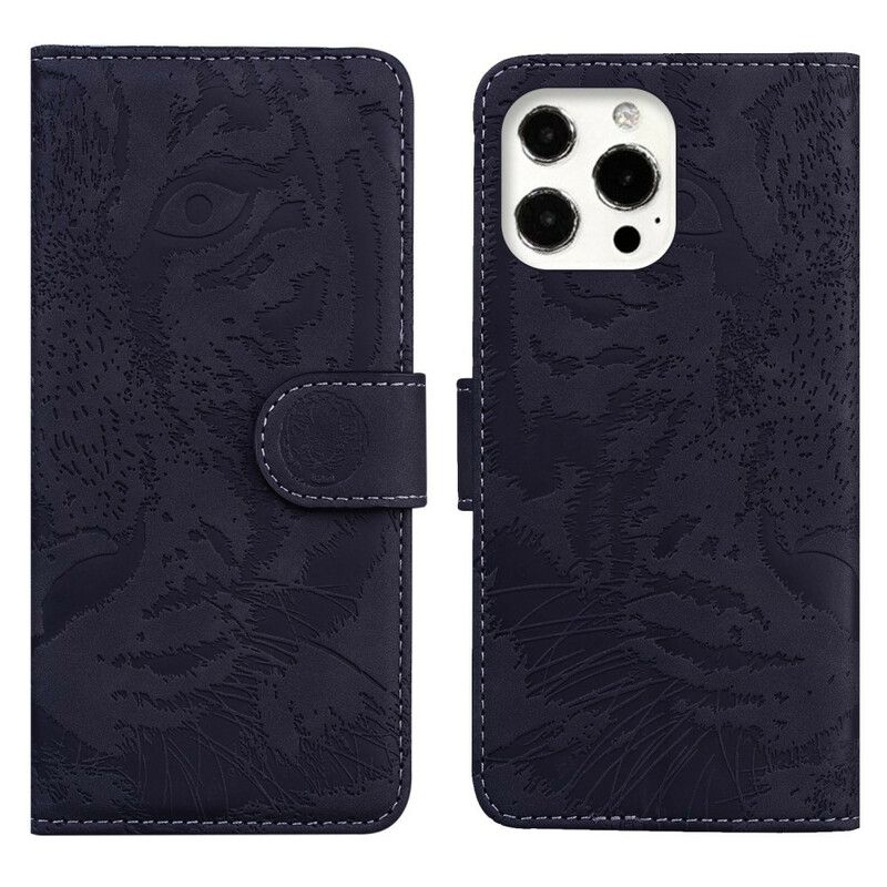 Flip Cover iPhone 13 Pro Tiger Face Print