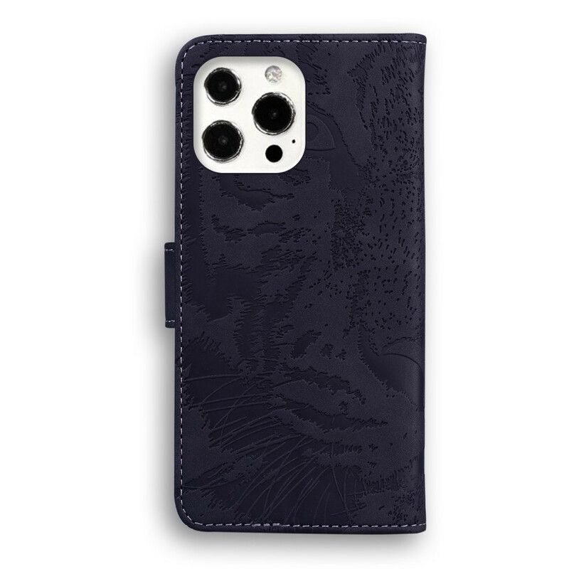 Flip Cover iPhone 13 Pro Tiger Face Print