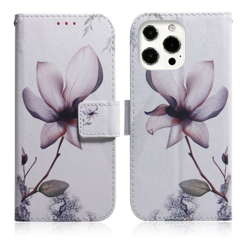 Læder Cover iPhone 13 Pro Gammel Rosenblomst