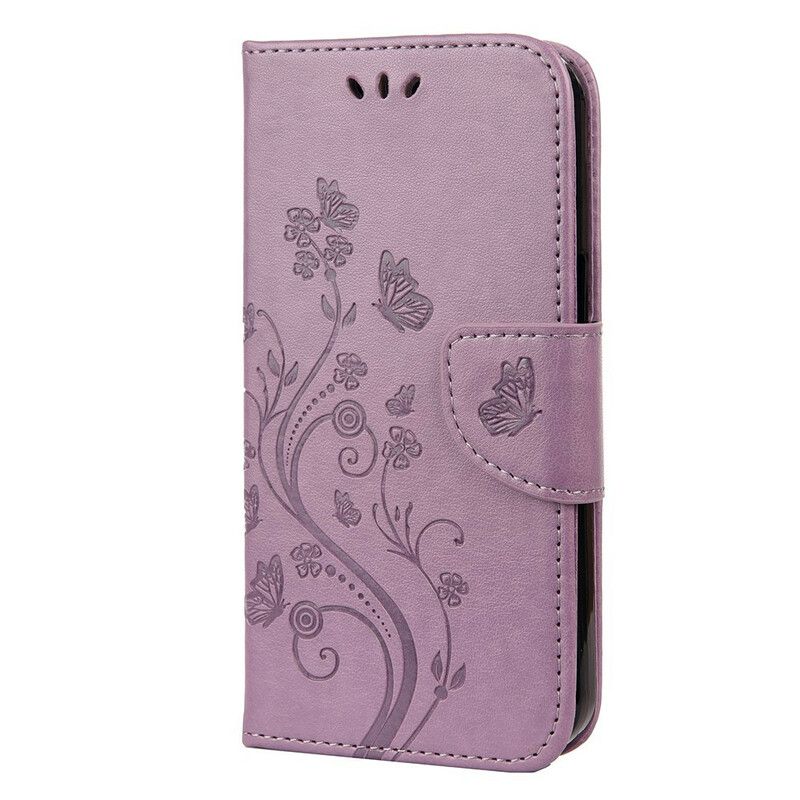 Læder Cover iPhone 13 Pro Med Snor Floral Strappy