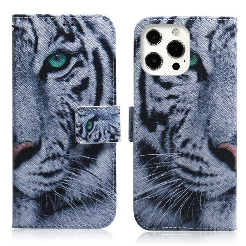 Læder Cover iPhone 13 Pro Tigeransigt